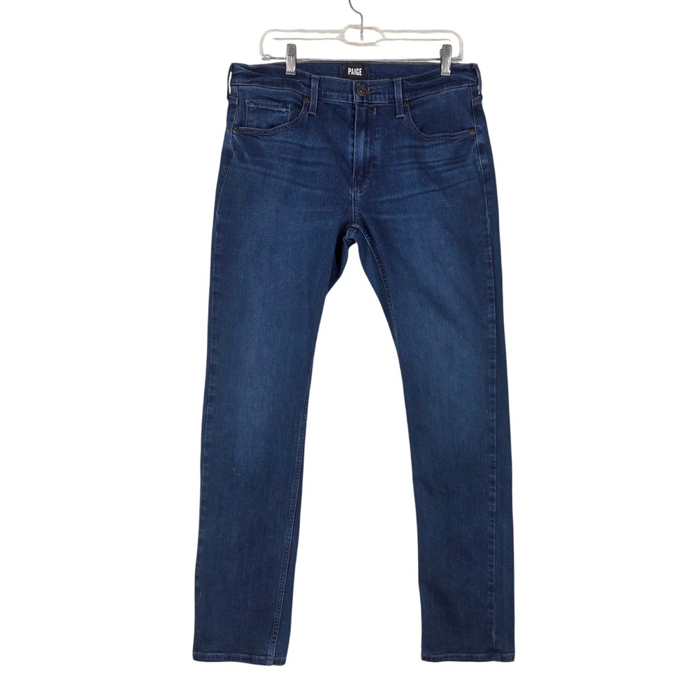 Paige Federal Blue Jeans Slim Straight Mens 33x33 (fits 32-34) Soft Stretch $209 - Picture 13 of 14